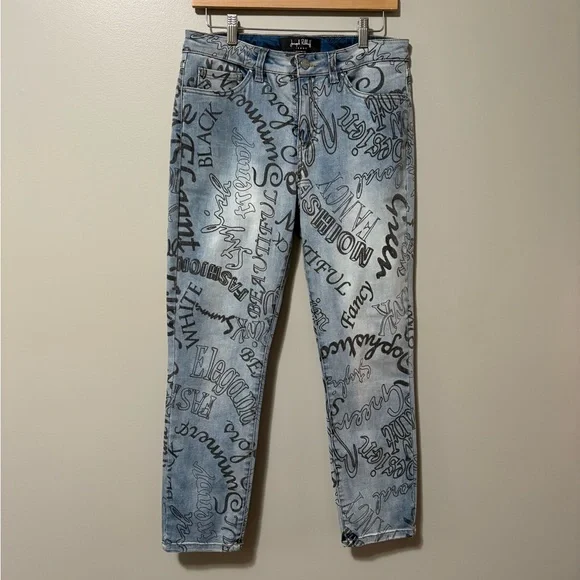 Joseph Ribkoff Lettering Jeans Style 221926 Skinny Mid Rise Crop - Picture 3 of 13